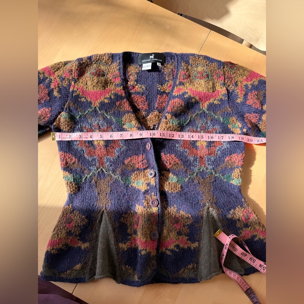 Peruvian Connection Multicolor Patterned Cardigan - image 4